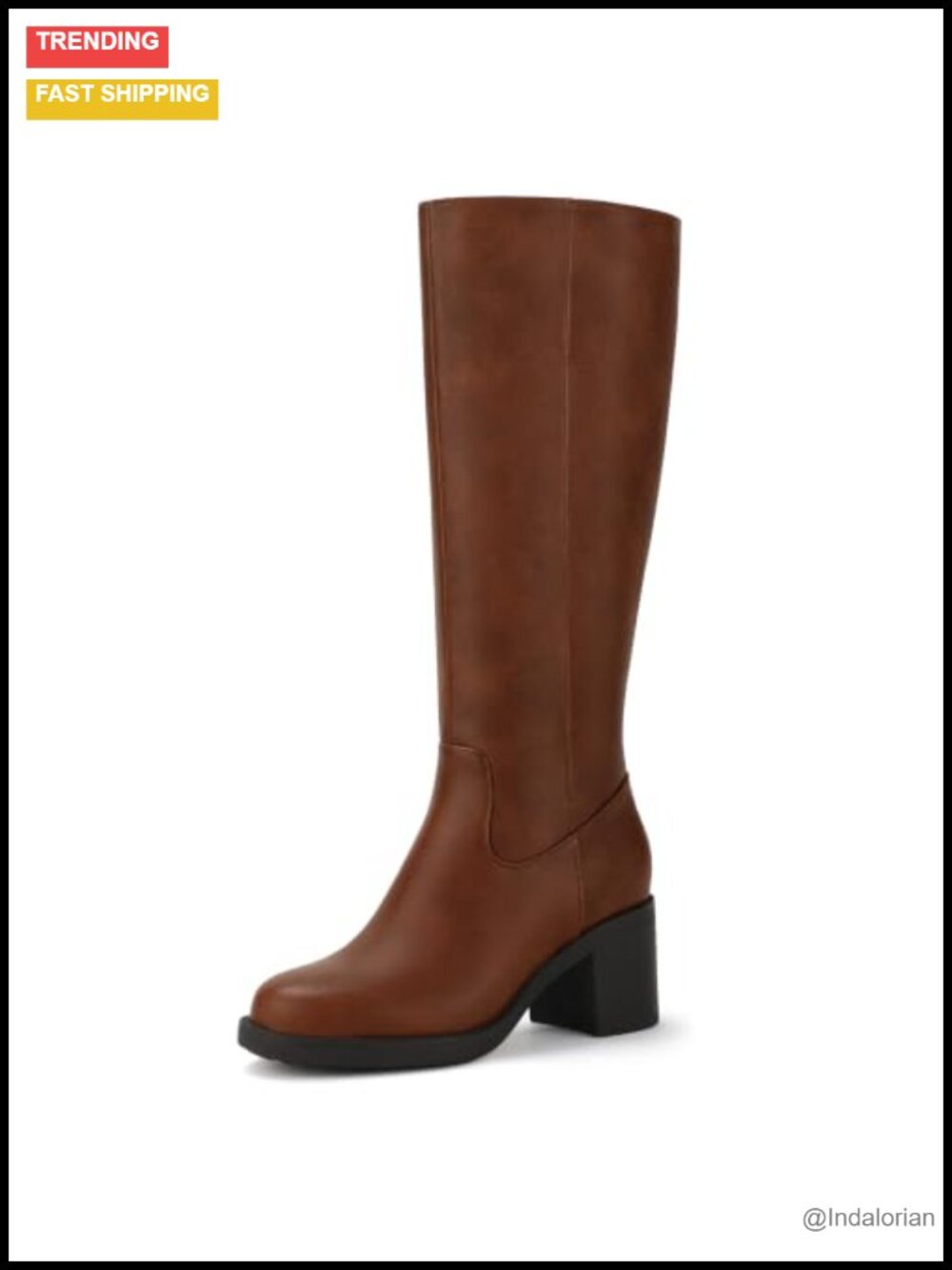 Women's Knee High Boots Chunky Block Heel Round Toe Zip Fall Dress Boots